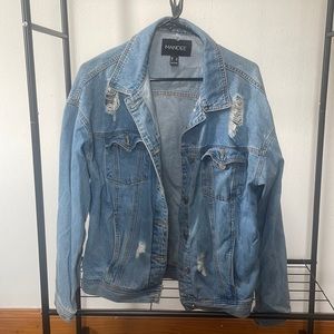 distressed jean jacket. size medium